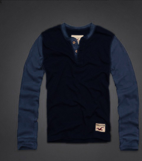 Hollister Hombres Ponte de pie de cuello Largo Remera HCO3840